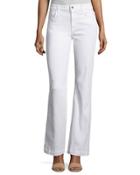 Denim Flare-leg Trousers, White