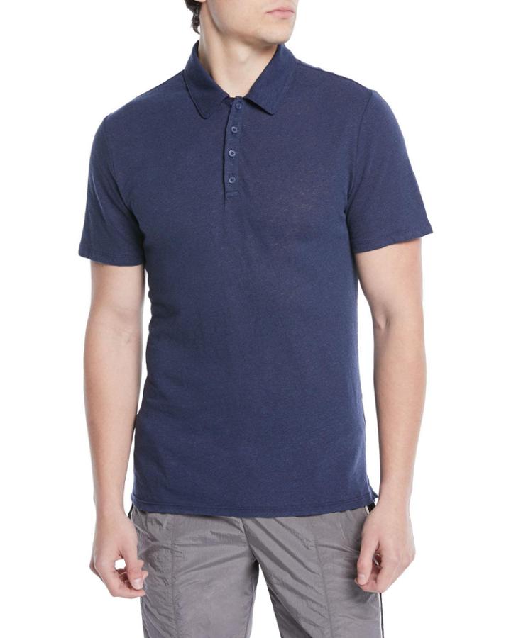 Men's Heathered Linen/cotton Knit Polo
