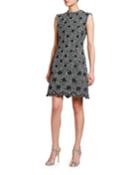 Floral Tweed Dress With Zigzag Hem