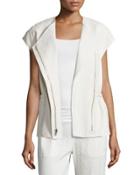 Cap-sleeve Leather Zip Jacket