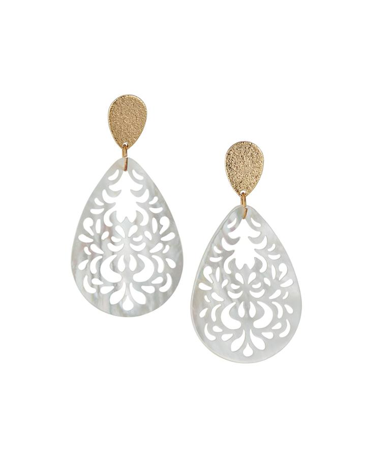 Mother-of-pearl Cutout Teardrop Earrings