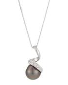 14k Tahitian Pearl & Diamond Pendant Necklace,