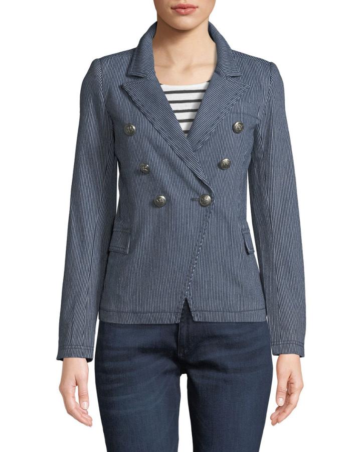 Striped Double-breasted Fitted Blazer
