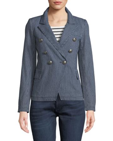 Striped Double-breasted Fitted Blazer
