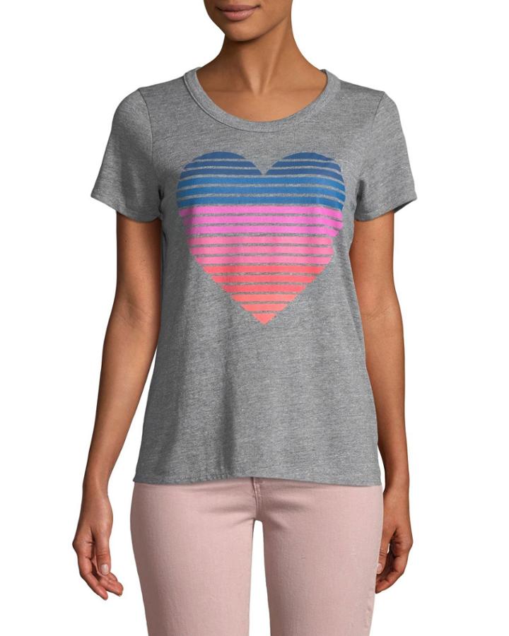 Striped-heart Graphic Tee