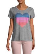 Striped-heart Graphic Tee