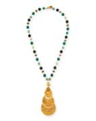 Long Pendant & Stone Beaded Necklace