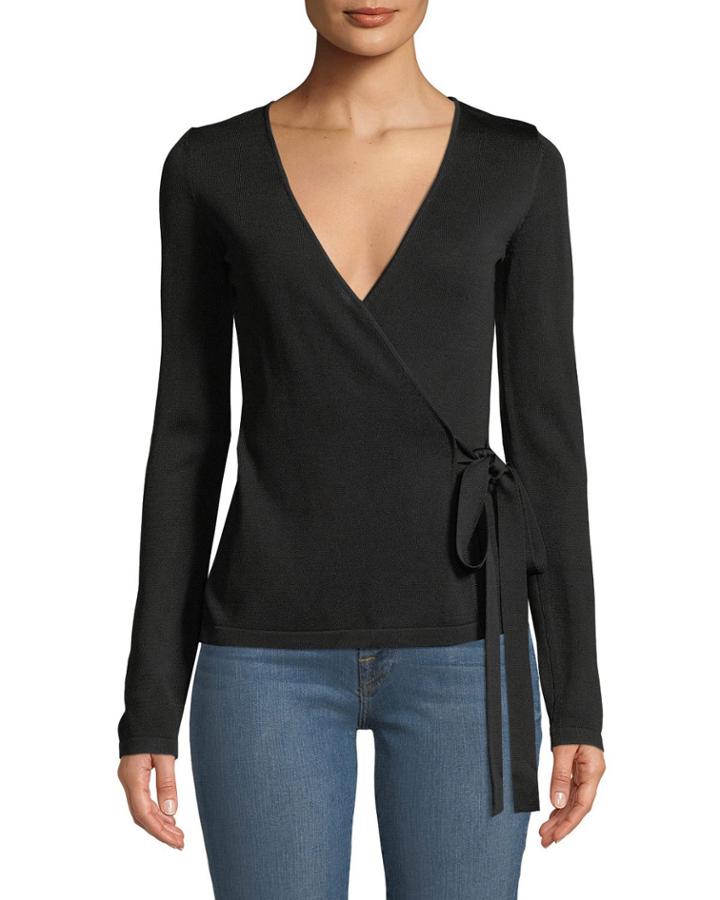 Hilary Long-sleeve Wrap Blouse