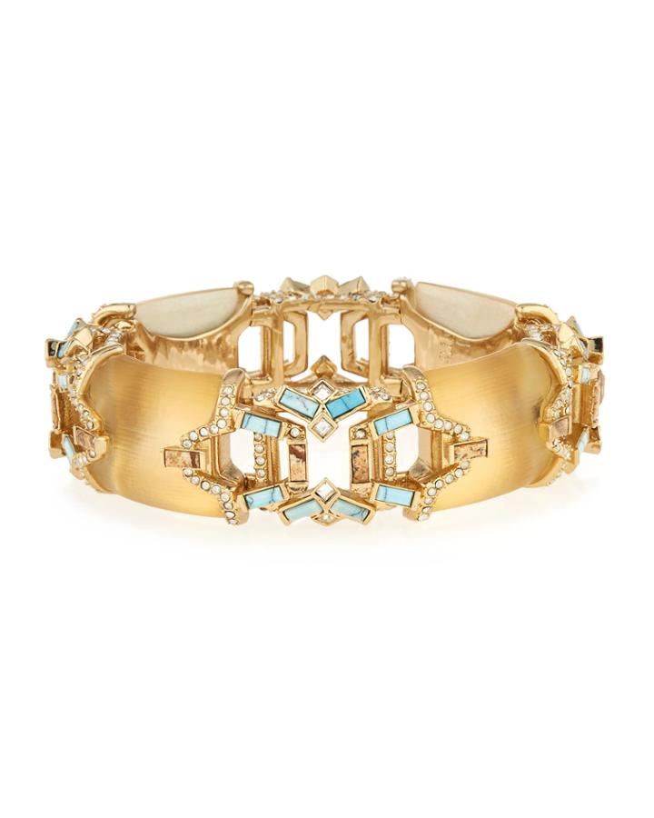 Alexis Bittar Golden Lucite & Swarovski Crystal Bangle Bracelet, Women's, Gold