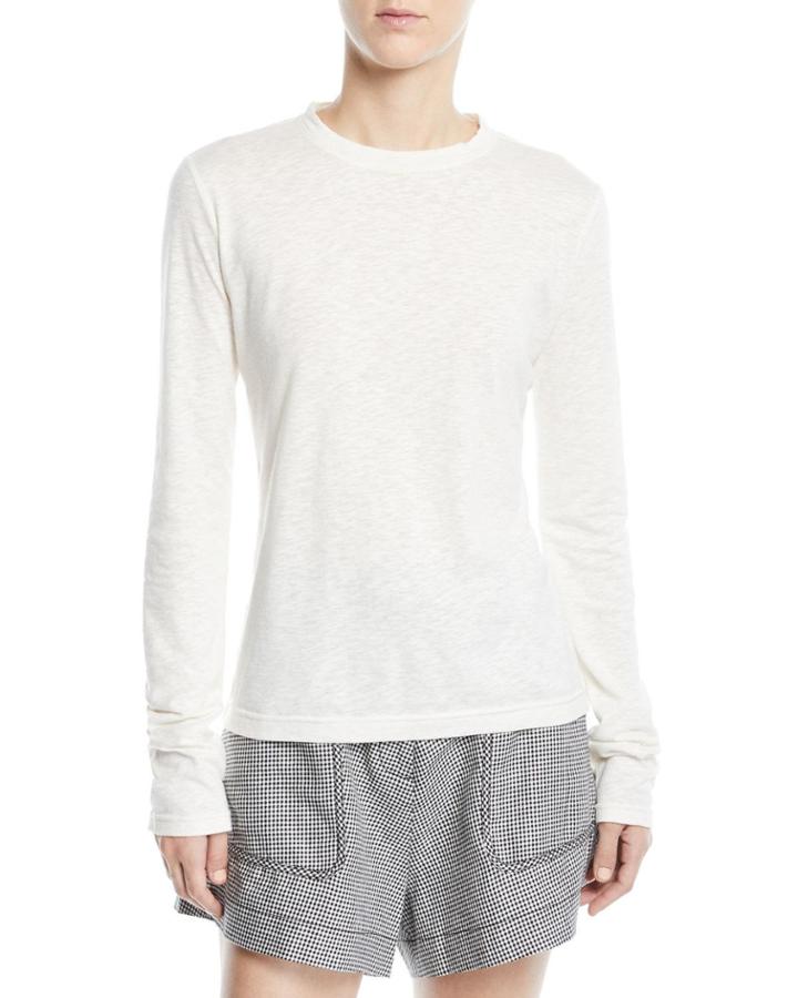 Drawstring-back Long-sleeve Crewneck Top