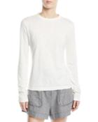Drawstring-back Long-sleeve Crewneck Top
