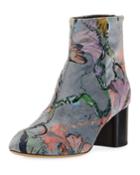 Drea Floral Velvet Ankle Boot