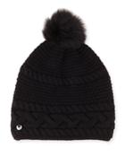 Cable-knit Beanie W/ Pompom, Pearl