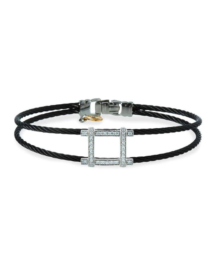 2-row Diamond Square Bangle, Black