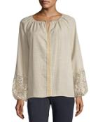 Lace-cuff Long-sleeve Blouse