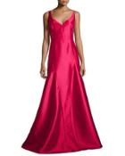 Sleeveless V-neck Godet Ball Gown