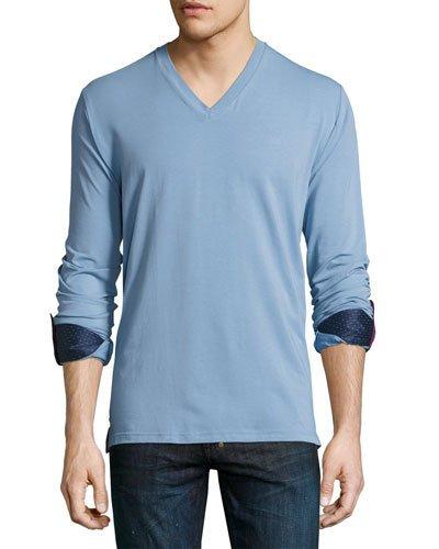 V-neck Contrast-cuff