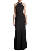 Embellished Halter-neck Trumpet Gown
