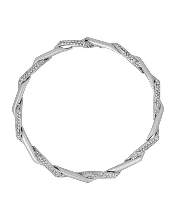 18k White Gold Twisted Diamond Necklace