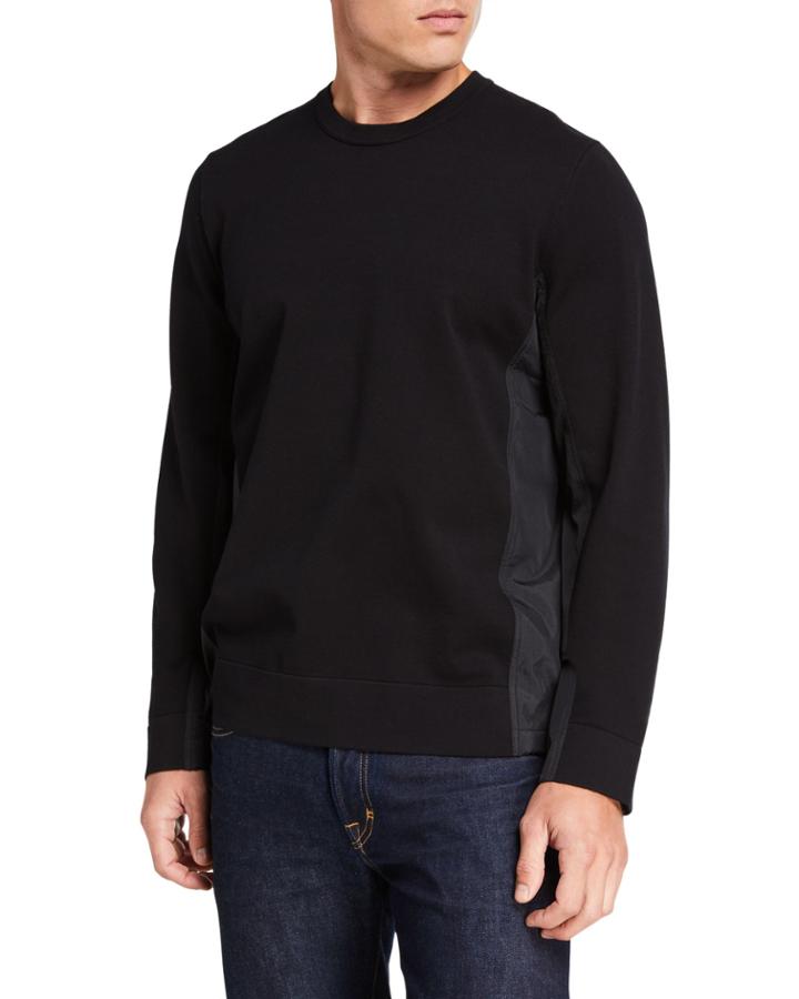 Men's Mixed-media Cotton Crewneck
