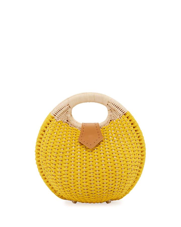 Small Woven Circular Top-handle Bag