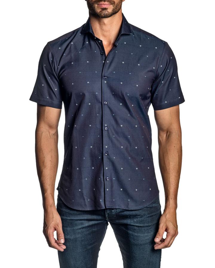 Men's Semi-fit Embroidered Floral