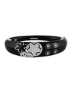 18k White Gold Diamond Star & Enamel Bangle, Black