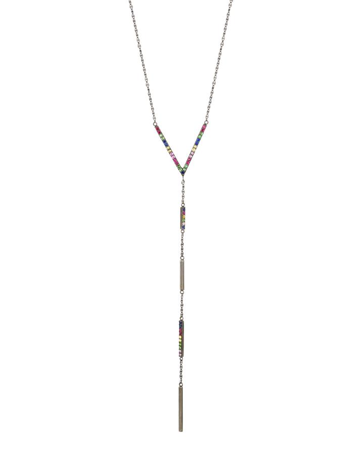 14k Electric Multi-sapphire Bar Y-necklace