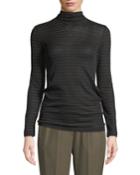 Shimmer-striped Wool Turtleneck