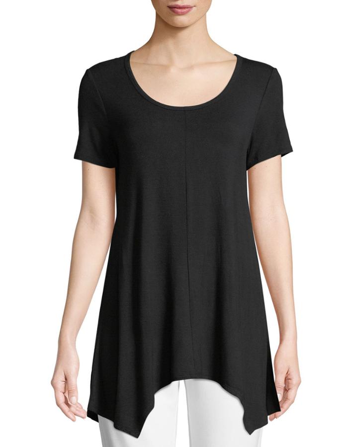 Crewneck Handkerchief-hem Tee