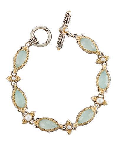 Amphitrite Agate & Pearl Station Bracelet