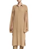 Silk Georgette Slit-sleeve Midi