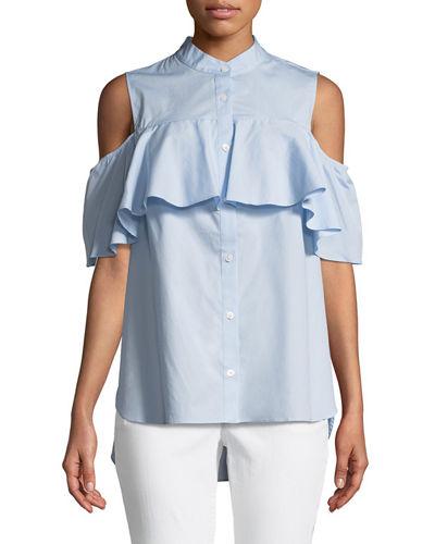 Cold-shoulder Button-front Blouse