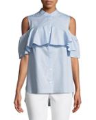 Cold-shoulder Button-front Blouse