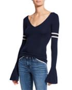 Varsity Stripe Bell-sleeve Wool