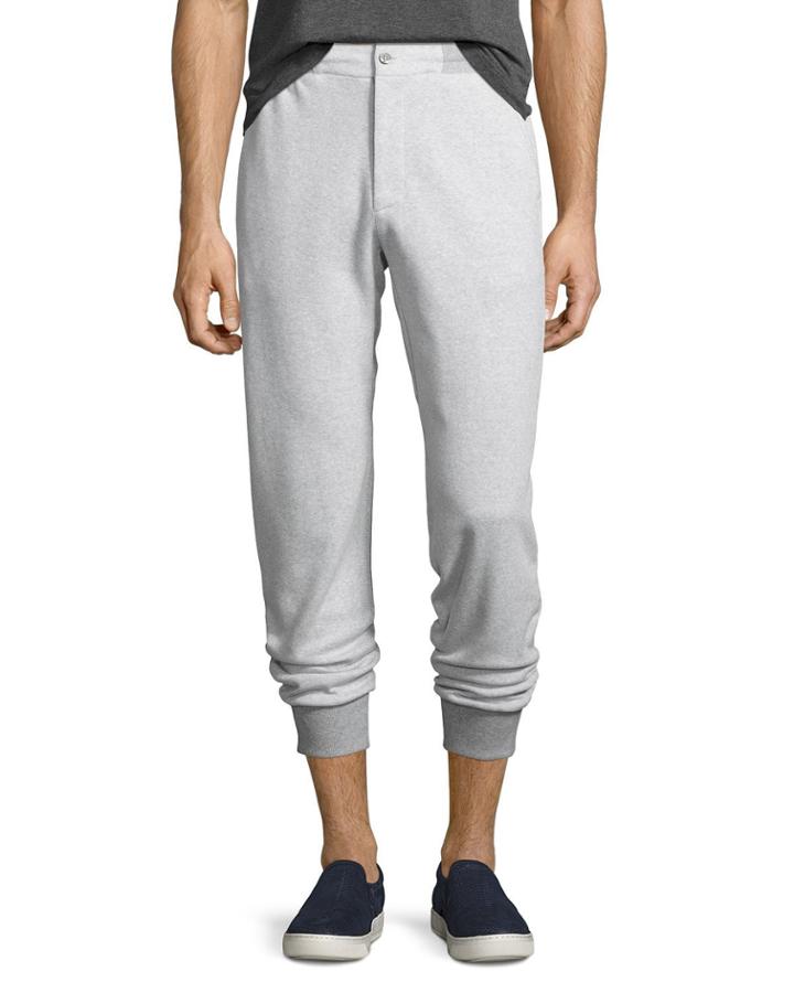 Tailored Birdseye Jogger Pants, Gray