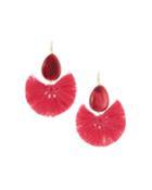 Stone & Tassel Drop Earrings, Pink