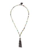 Long Multicolored Amazonite Beaded Tassel Necklace