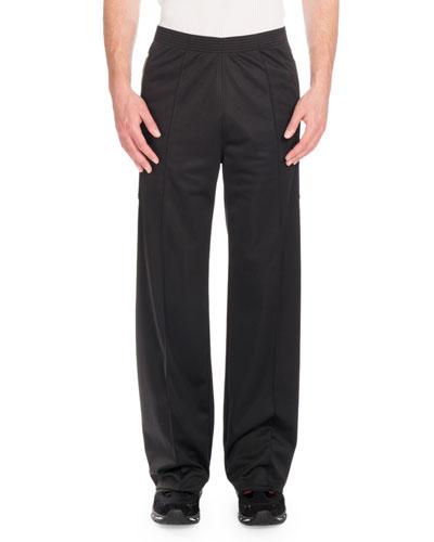 Canvas-patch Wide-leg Jogger Pants, Black