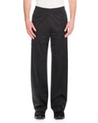 Canvas-patch Wide-leg Jogger Pants, Black
