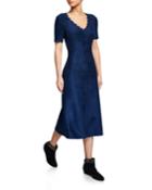 Velvet Embossed Scalloped Dress