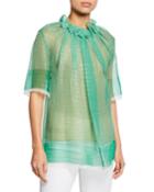 Ruffle-crew Neck Blouse With Camisole