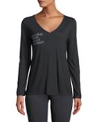 Messy Bun Date Night Long-sleeve V-neck Tee