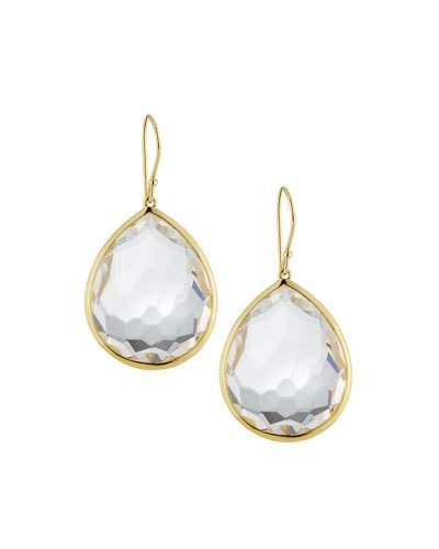 18k Rock Candy Large Teardrop Earrings In Clear Quartz