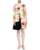 Emma Long-sleeve Floral-print Dress, Rose
