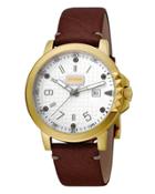 42mm Men's Rock Leather Watch, Yellow Golden