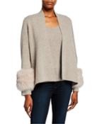 Open-front Cashmere Cardigan With Fur