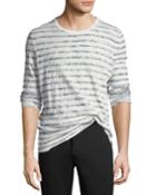 Distressed Painted-stripe Long-sleeve T-shirt