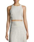 Nikayla Narrow Striped Linen Top, White