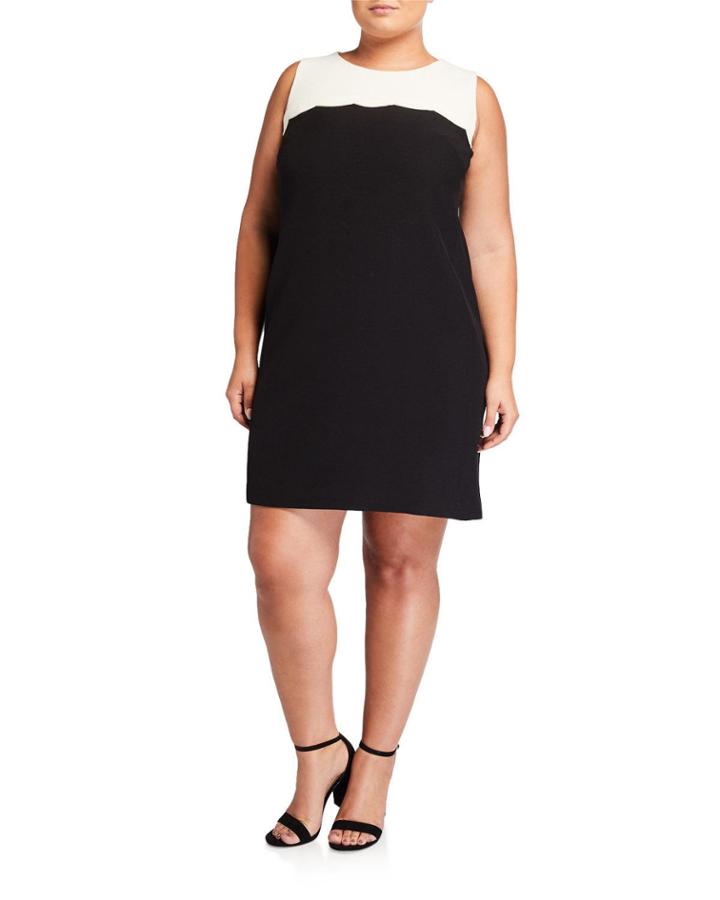 Plus Size Crepe A-line Scalloped Dress
